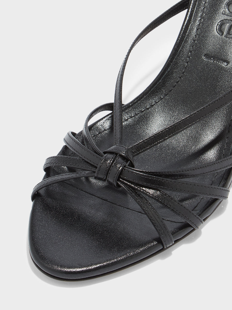 Aeyde | Abby Leather Heeled Sandals for Women | Black Nappa | Round Toe | Mid Heel | Luxury Materials | Handmade in Italy [x=50,y=85]