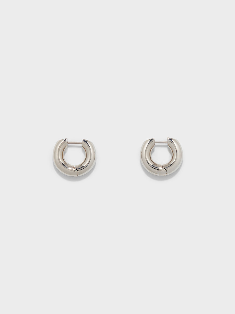 Aeyde | Alaya Medium Palladium-Plated Hoop Earrings for Women | Luxury Materials | Handmade in Italy [x=50,y=50]