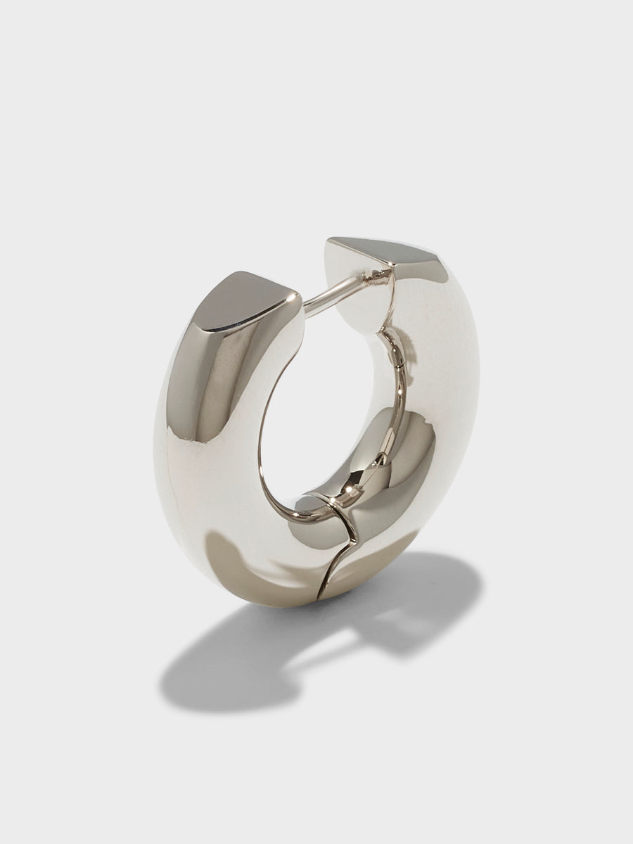 Aeyde | Alaya Medium Palladium-Plated Hoop Earrings for Women | Luxury Materials | Handmade in Italy | Material Details [x=50,y=50]