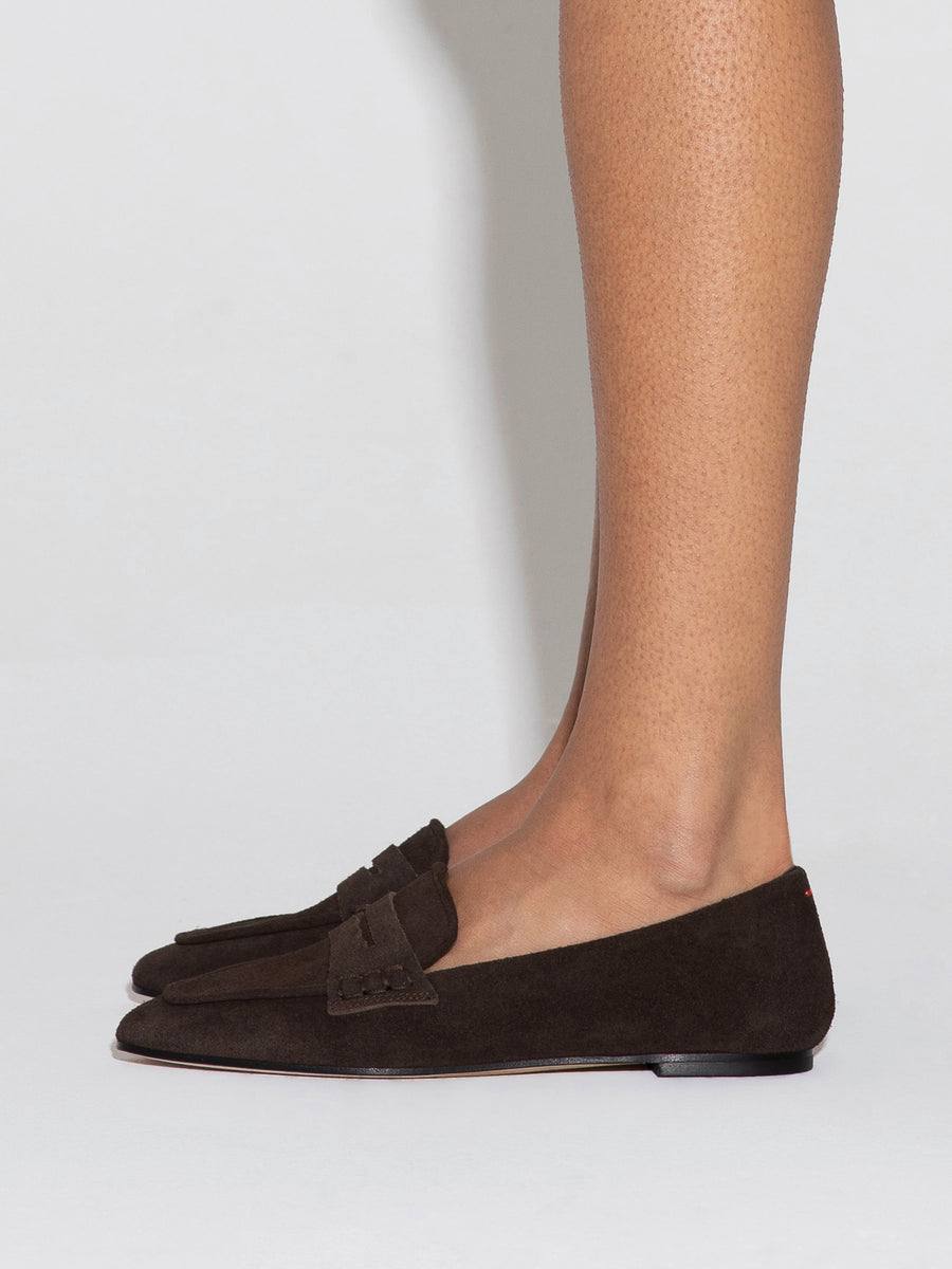Aeyde | Alfie Leather Flats for Women | Moka Suede | Square Toe | Flat Heel | How to Style