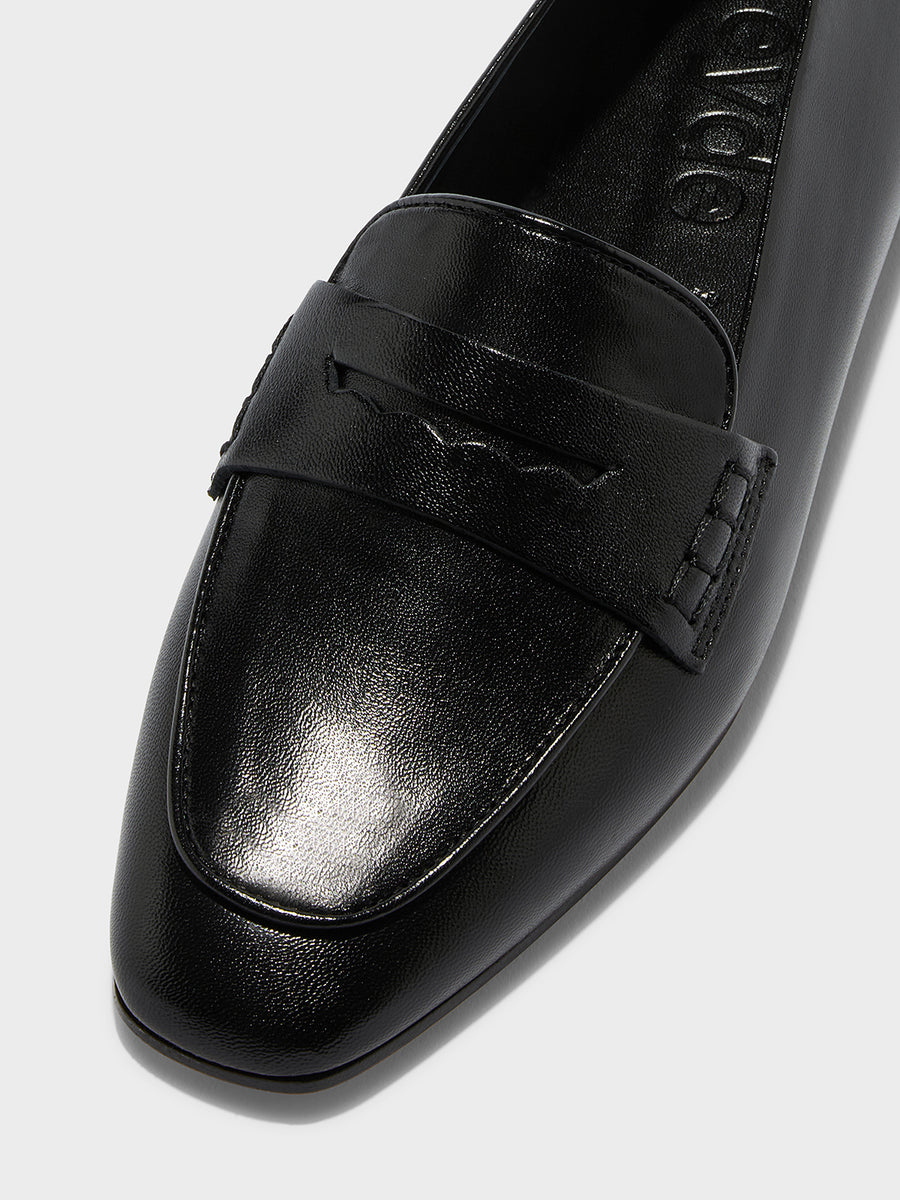 Aeyde | Alfie Leather Flats for Women | Black Nappa | Square Toe | Flat Heel | Luxury Materials | Handmade in Italy [x=50,y=85]