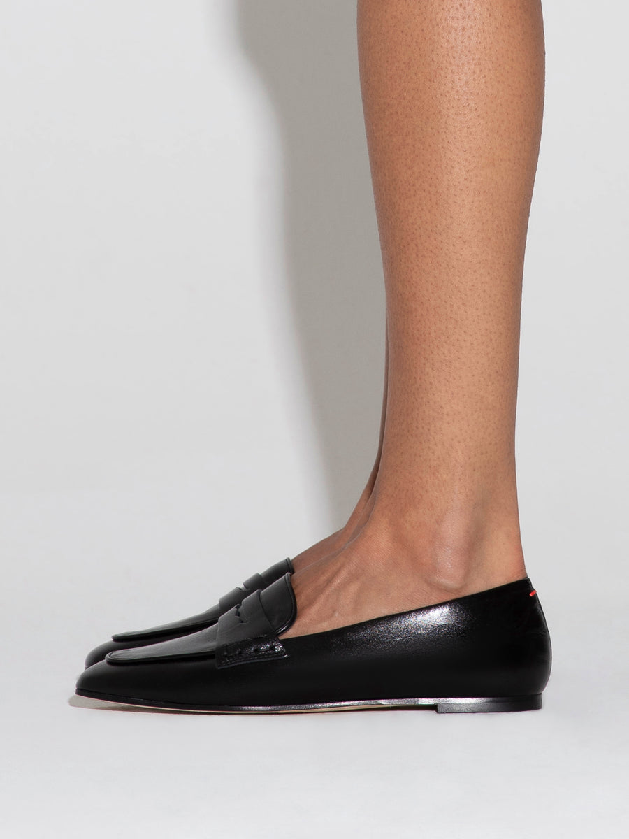 Aeyde | Alfie Leather Flats for Women | Black Nappa | Square Toe | Flat Heel | How to Style [x=50,y=85]