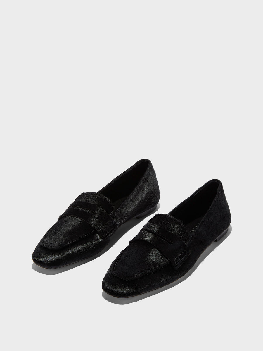 Aeyde | Alfie Leather Flats for Women | Black Ponyhair | Square Toe | Flat Heel | Luxury Materials | Handmade in Italy