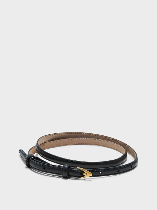Aeyde | Alvy Leather Belt for Women | Black/Gold Calf | Luxury Materials | Handmade in Italy