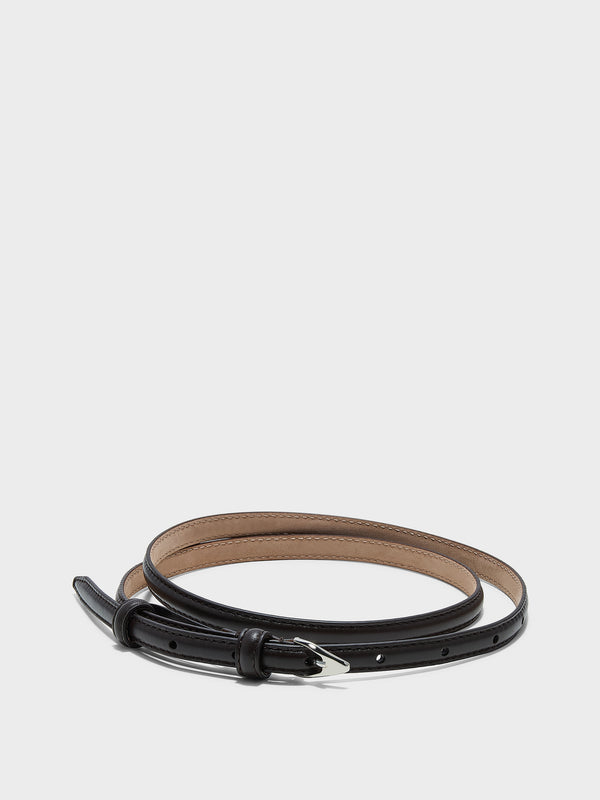 Aeyde | Alvy Leather Belt for Women | Moka/Silver Calf | Luxury Materials | Handmade in Italy