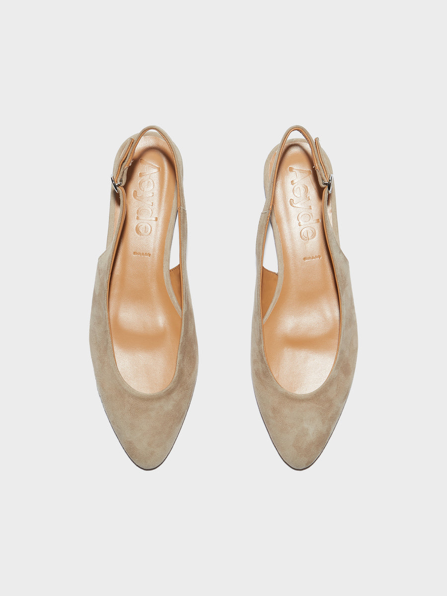 Aeyde | Amelia Leather Flats for Women | Sand Suede |  | Flat Heel | Front View
