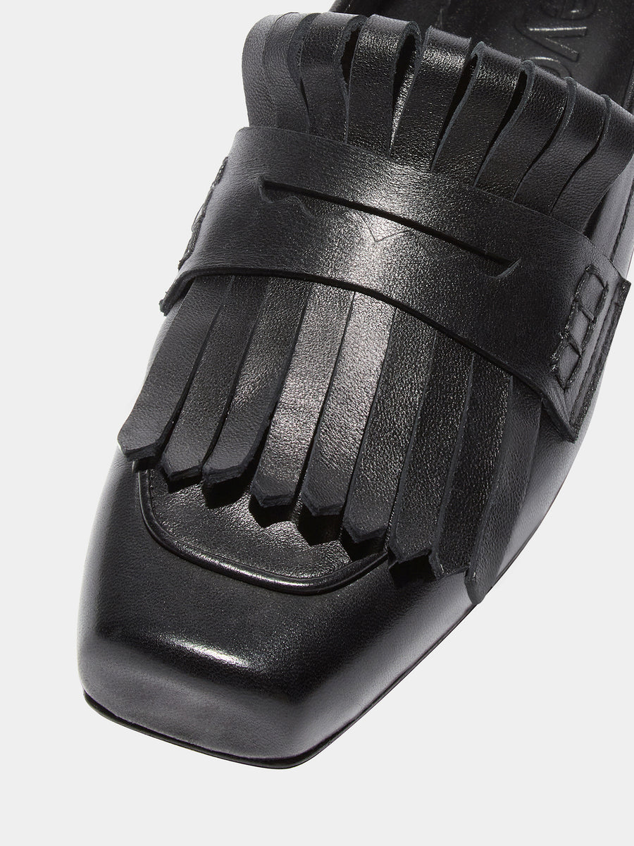 Aeyde | Belen Leather Flats for Women | Black Nappa | Square Toe | Flat Heel | Heel Details