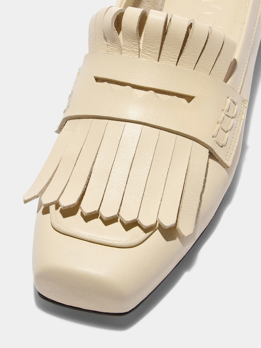 Aeyde | Belen Leather Flats for Women | Creamy Nappa | Square Toe | Flat Heel | Heel Details