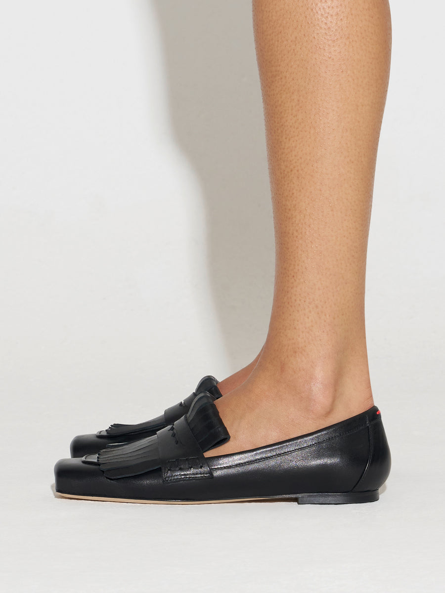 Aeyde | Belen Leather Flats for Women | Black Nappa | Square Toe | Flat Heel | How to Style
