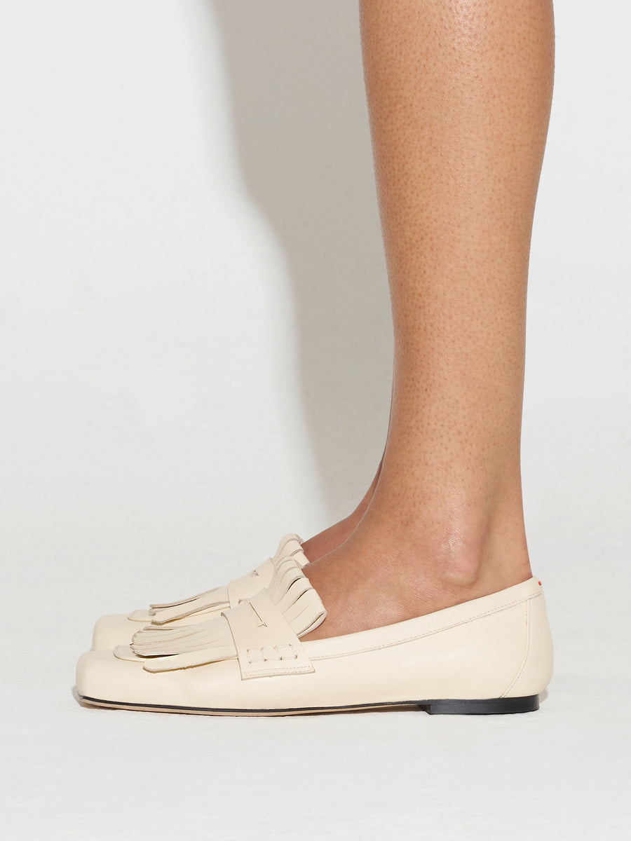 Aeyde | Belen Leather Flats for Women | Creamy Nappa | Square Toe | Flat Heel | How to Style