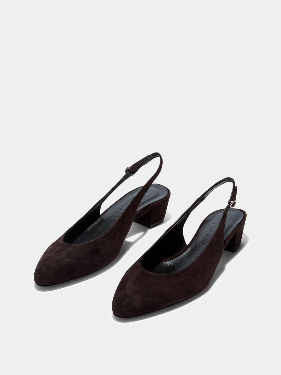Aeyde | Celeste Leather Pumps for Women | Moka Suede |  | Mid Heel | Luxury Materials | Handmade in Italy