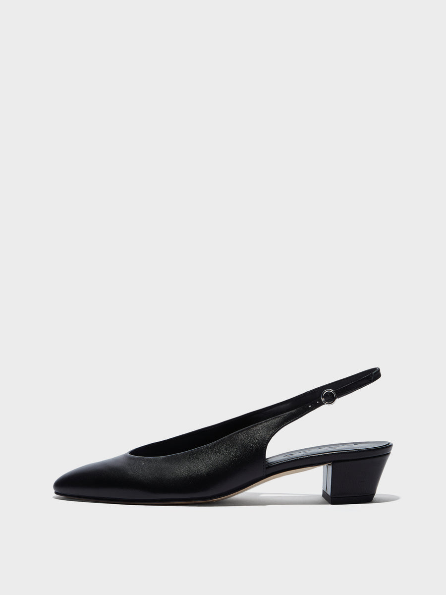 Aeyde | Celeste Leather Pumps for Women | Black Nappa |  | Mid Heel | Side View