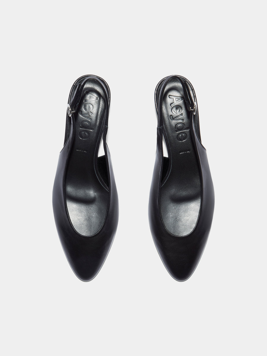 Aeyde | Celeste Leather Pumps for Women | Black Nappa |  | Mid Heel | Front View