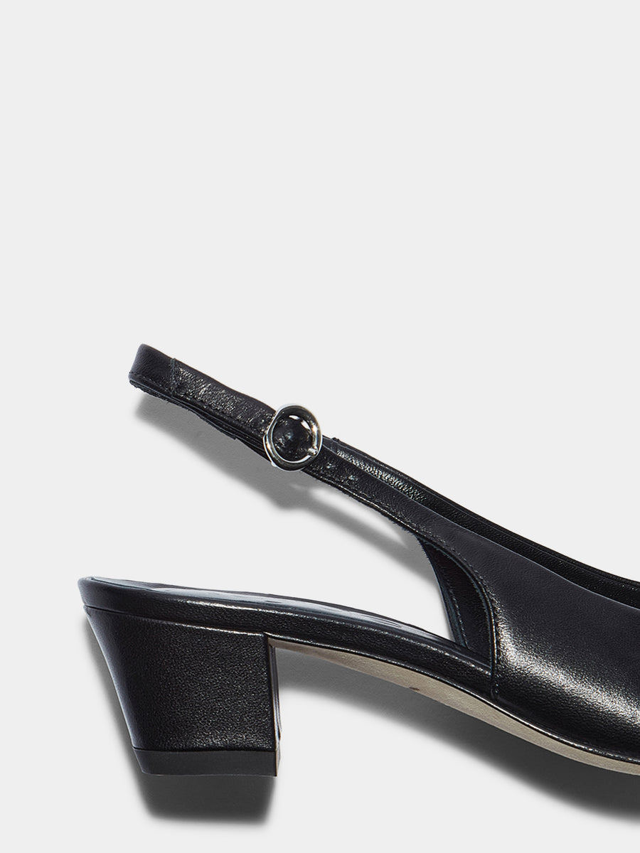 Aeyde | Celeste Leather Pumps for Women | Black Nappa |  | Mid Heel | Heel Details