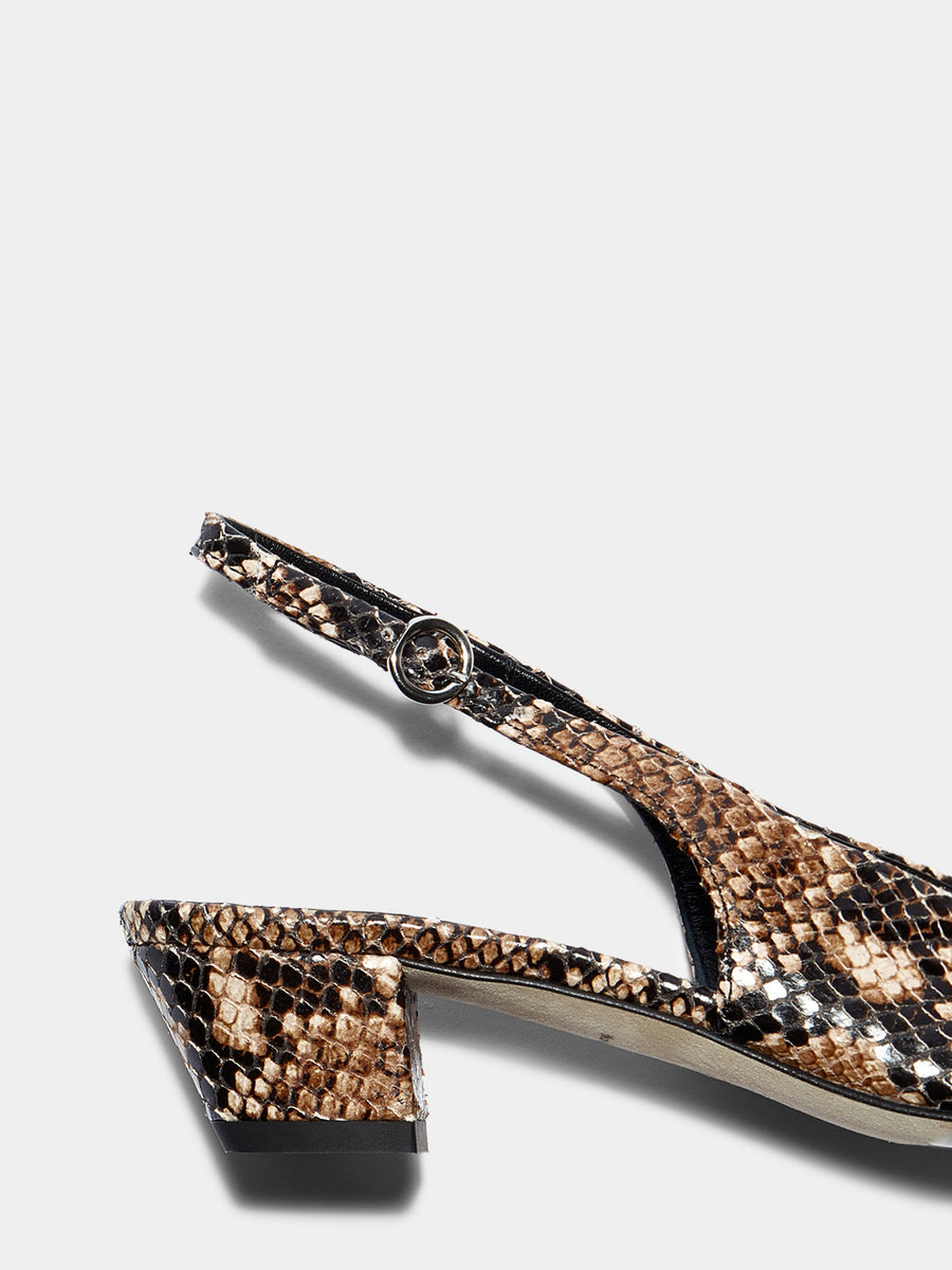 Aeyde | Celeste Leather Pumps for Women | Hazelnut Snake |  | Mid Heel | Heel Details