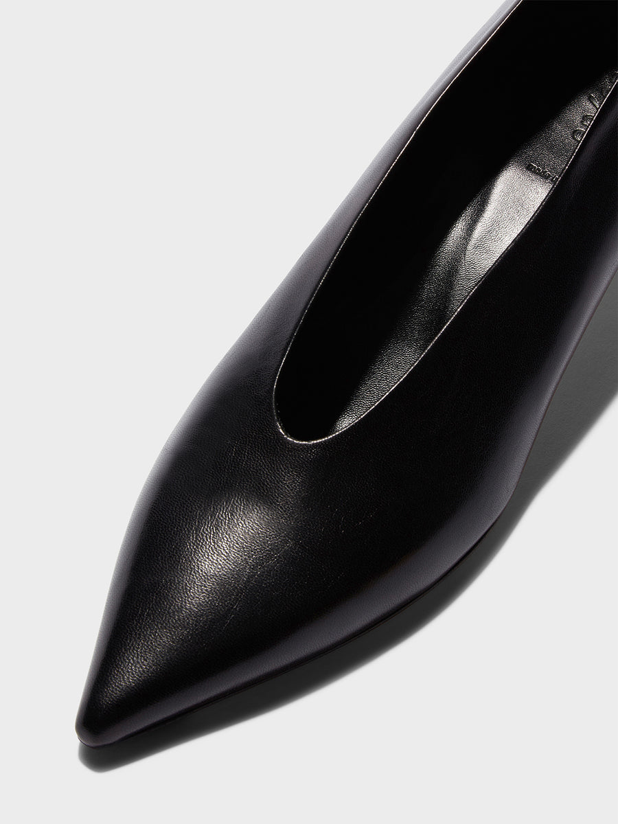 Aeyde | Clara Leather Pumps for Women | Black Nappa | Pointed Toe | Low Heel | Luxury Materials | Handmade in Italy [x=50,y=85]