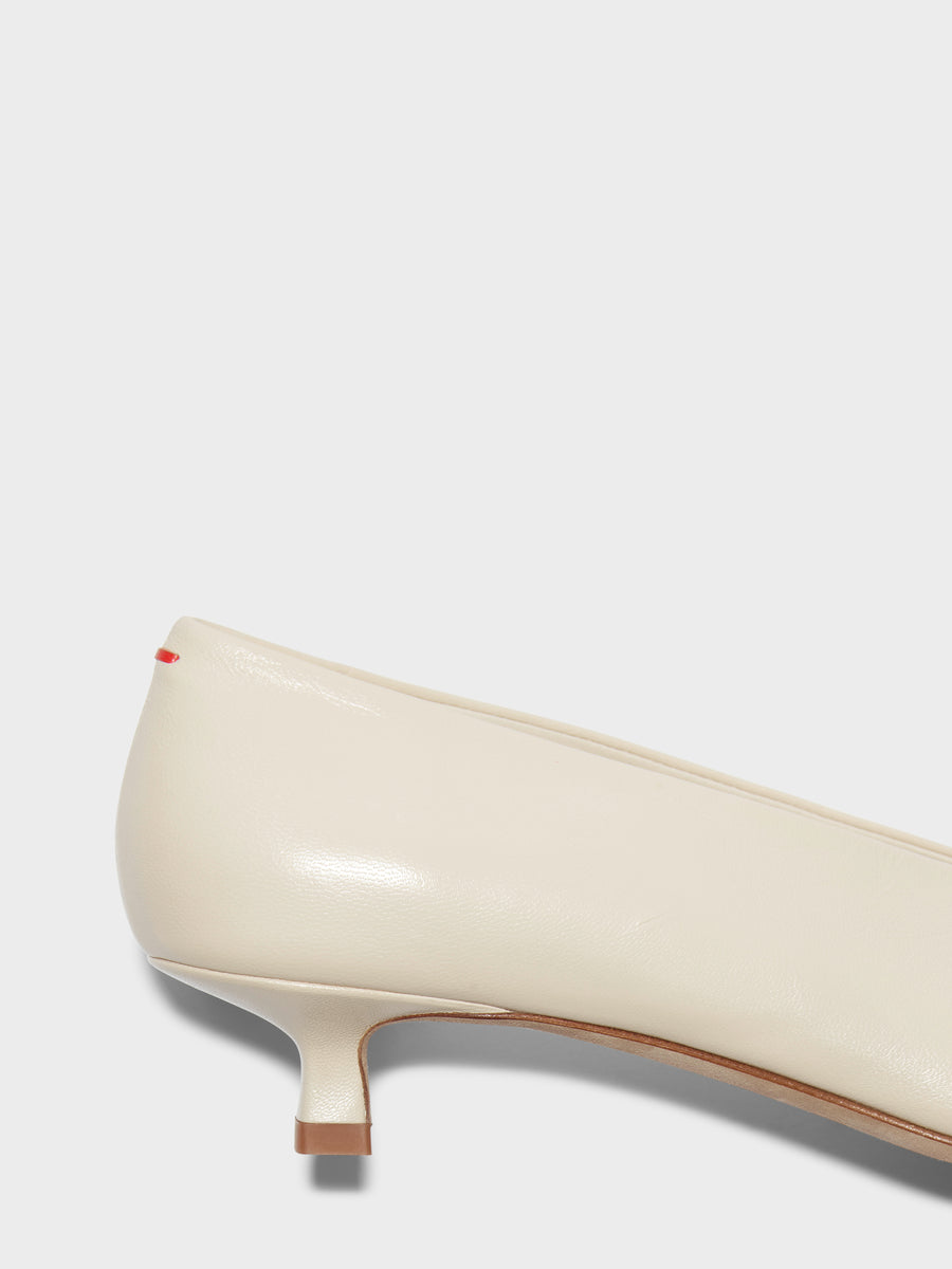 Aeyde | Clara Leather Pumps for Women | Creamy Nappa | Pointed Toe | Low Heel | Heel Details