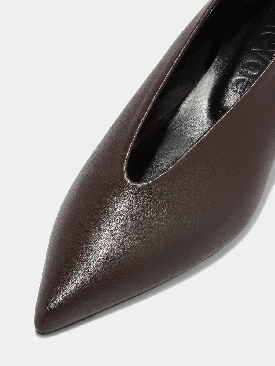 Aeyde | Clara Leather Pumps for Women | Moka Nappa | Pointed Toe | Low Heel | Luxury Materials | Handmade in Italy [x=50,y=85]