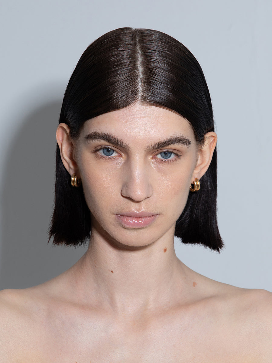 Aeyde | Clyde 18kt Gold-Plated Hoop Earrings for Women | Luxury Materials | Handmade in Italy | How to Style [x=50,y=50]