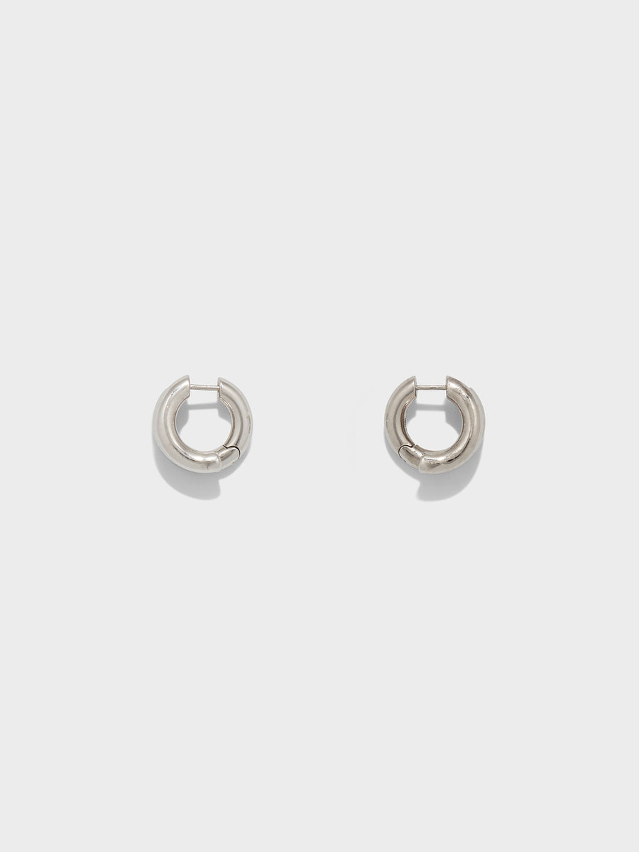 Aeyde | Clyde Palladium-Plated Hoop Earrings for Women | Luxury Materials | Handmade in Italy [x=50,y=50]