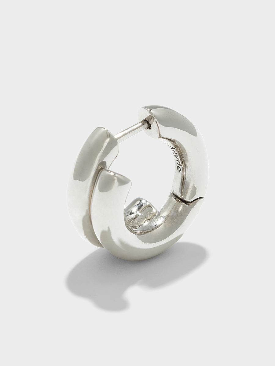 Aeyde | Clyde Palladium-Plated Hoop Earrings for Women | Luxury Materials | Handmade in Italy | Material Details [x=50,y=50]