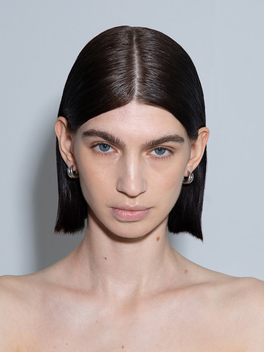 Aeyde | Clyde Palladium-Plated Hoop Earrings for Women | Luxury Materials | Handmade in Italy | How to Style [x=50,y=50]