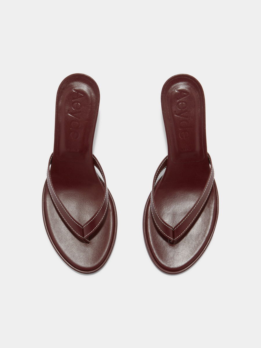 Aeyde | Daphne Leather Heeled Sandals for Women | Port Nappa | Round Toe | High Heel | How to Style [x=50,y=85]