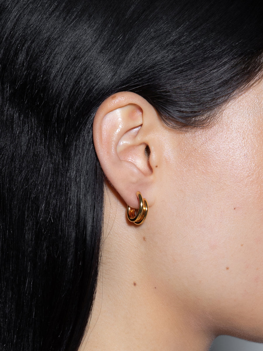 Aeyde | Dean 18k Gold-Plated Hoop Earrings for Women | Luxury Materials | Handmade in Italy | How to Style [x=50,y=50]