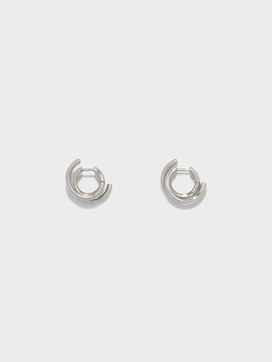 Aeyde | Dean Palladium-Plated Hoop Earrings for Women | Luxury Materials | Handmade in Italy [x=50,y=50]