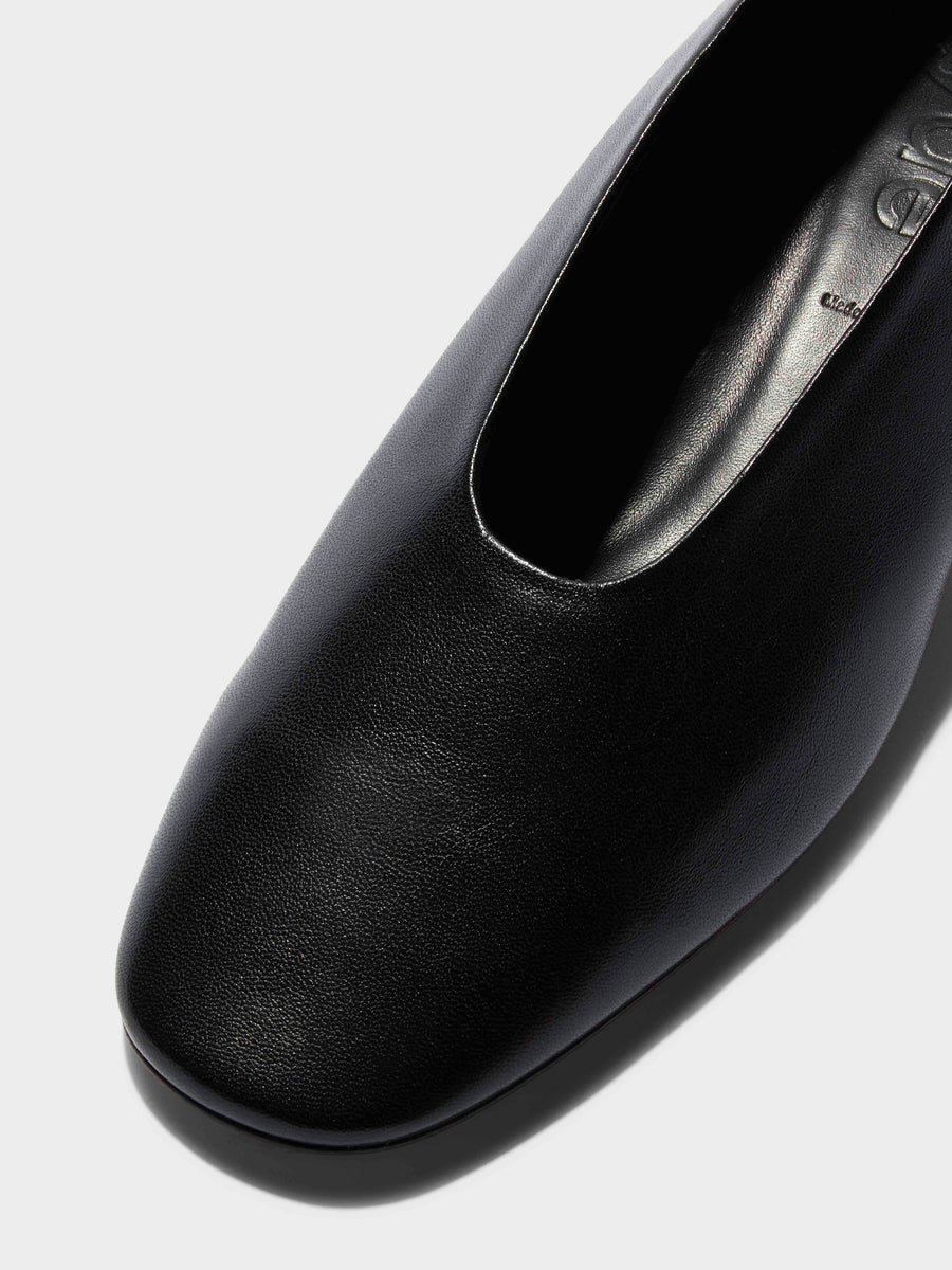 Aeyde | Delia Leather Flats for Women | Black Nappa | Round Toe | Low Heel | Luxury Materials | Handmade in Italy [x=50,y=85]