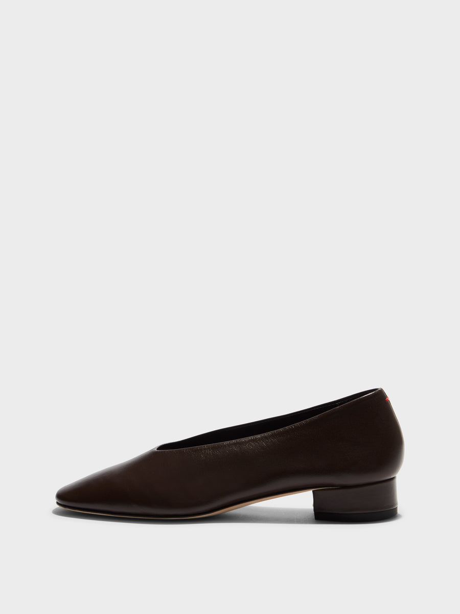 Aeyde | Delia Leather Flats for Women | Moka Nappa | Round Toe | Low Heel | Side View