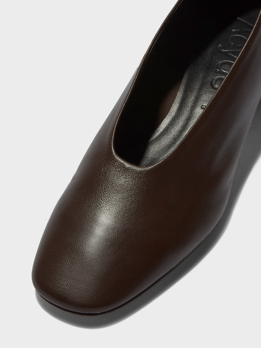 Aeyde | Delia Leather Flats for Women | Moka Nappa | Round Toe | Low Heel | Luxury Materials | Handmade in Italy