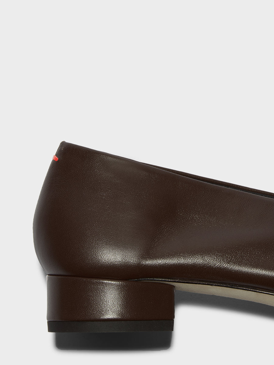 Aeyde | Delia Leather Flats for Women | Moka Nappa | Round Toe | Low Heel | Heel Details