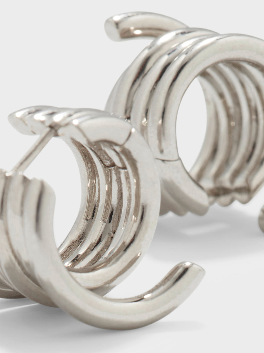 Aeyde | Dillon Palladium-Plated Hoop Earrings for Women | Luxury Materials | Handmade in Italy | Material Details [x=50,y=50]