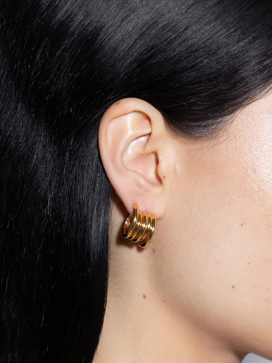 Aeyde | Dillon 18kt Gold-Plated Hoop Earrings for Women | Luxury Materials | Handmade in Italy | How to Style [x=50,y=50]