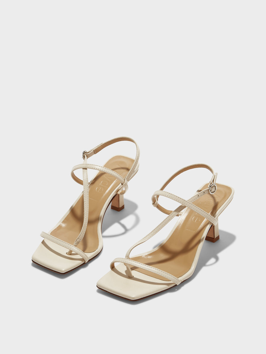 Aeyde | Elise Leather Heeled Sandals for Women | Creamy Nappa | Square Toe | High Heel | Luxury Materials | Handmade in Italy [x=50,y=85]