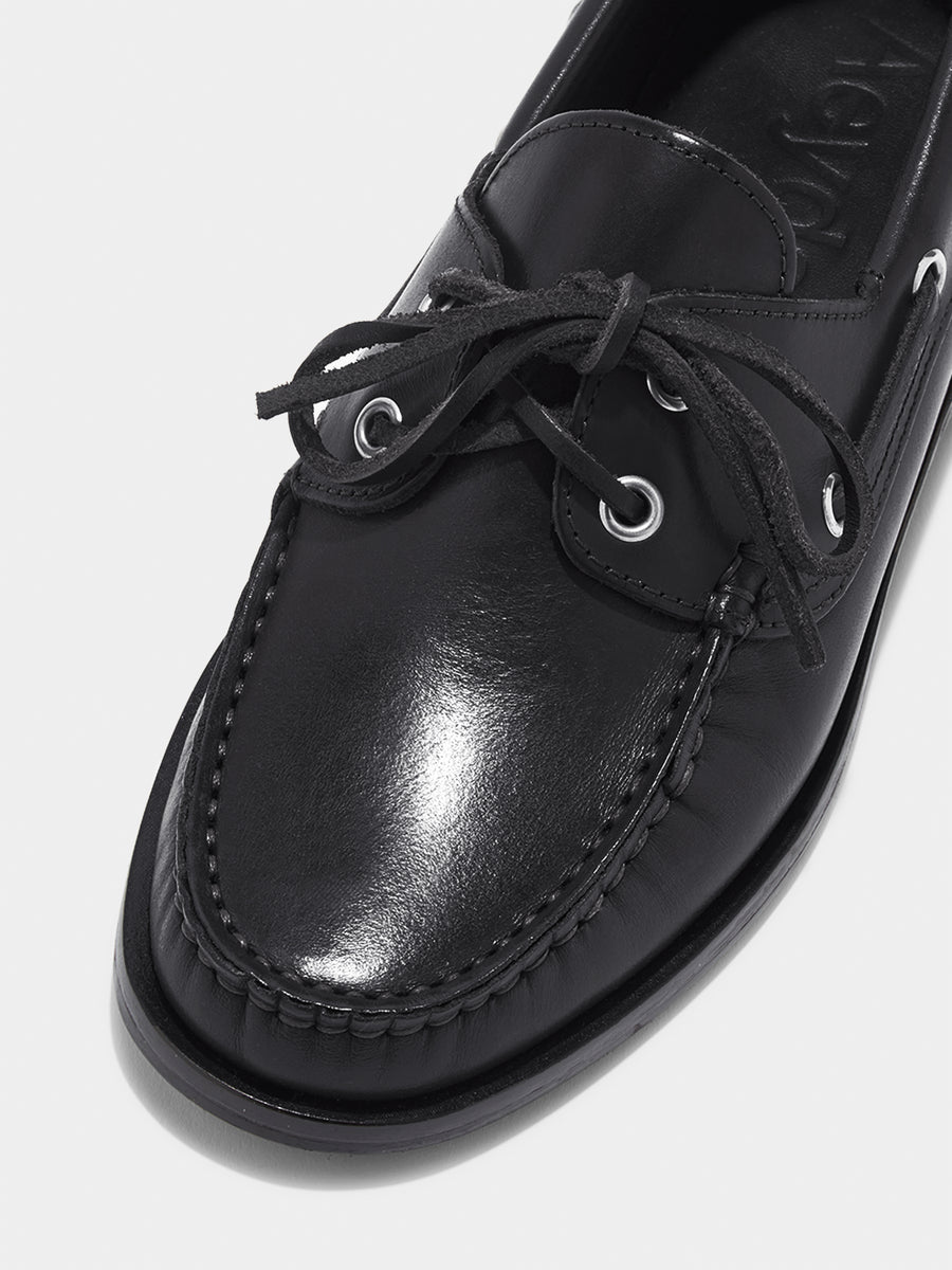 Aeyde | Harris Leather Flats for Women | Black Calf | Round Toe | Flat Heel | Luxury Materials | Handmade in Italy [x=50,y=85]