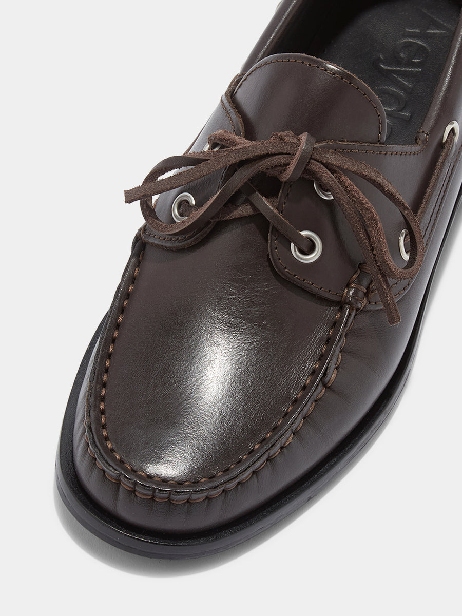Aeyde | Harris Leather Flats for Women | Moka Calf | Round Toe | Flat Heel | Luxury Materials | Handmade in Italy [x=50,y=85]