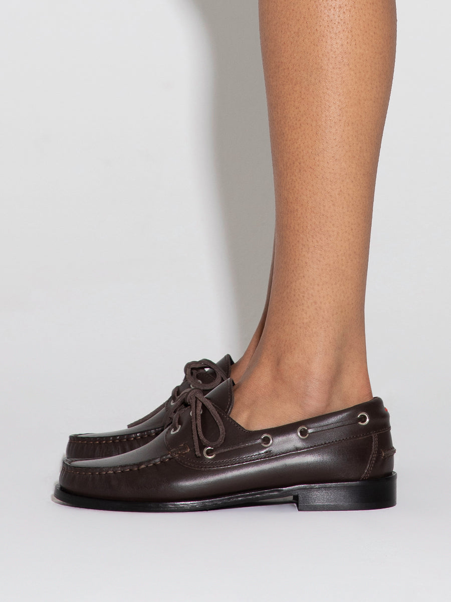 Aeyde | Harris Leather Flats for Women | Moka Calf | Round Toe | Flat Heel | How to Style [x=50,y=85]