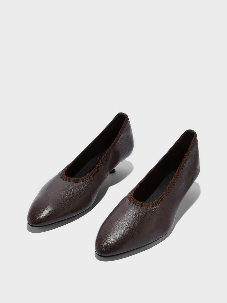Aeyde | Hermia Leather Pumps for Women | Moka Nappa |  | Mid Heel | Luxury Materials | Handmade in Italy