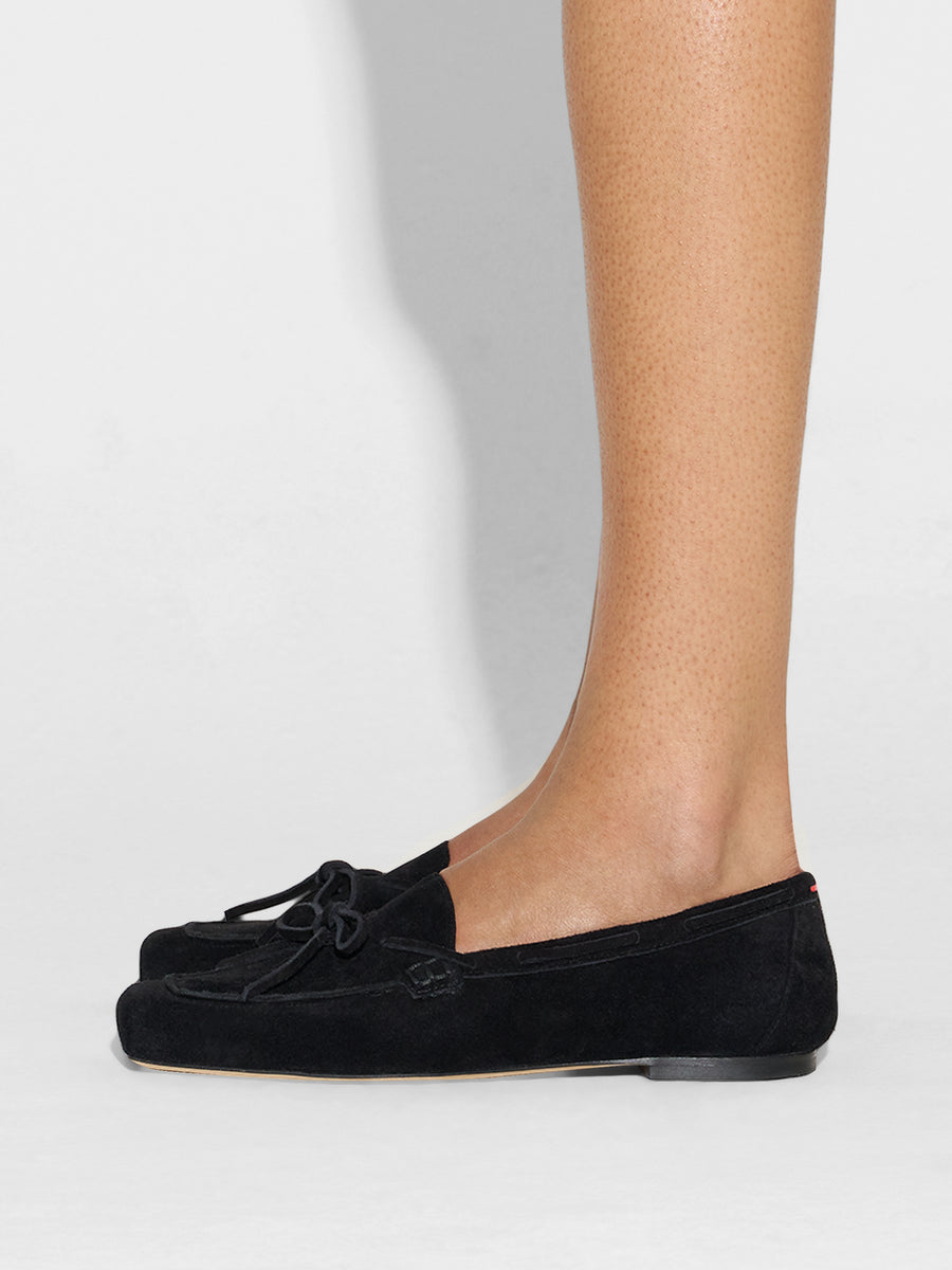 Aeyde | Jasper Leather Flats for Women | Black Suede | Round Toe | Flat Heel | How to Style
