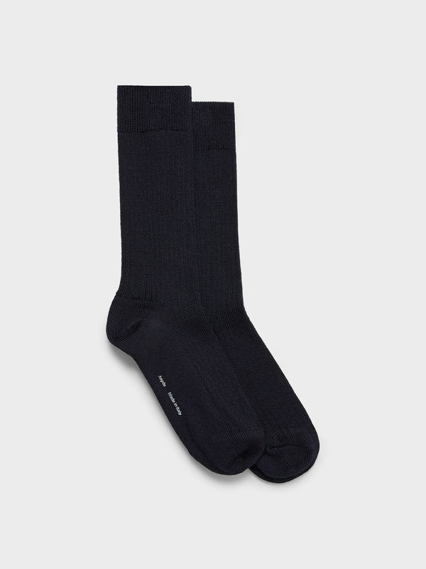 Aeyde | Jordan Wool Socks for Women | Navy Wool | Luxury Materials | Handmade in Italy
