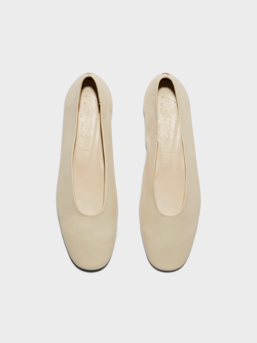 Aeyde | Kirsten Leather Flats for Women | Creamy Nappa | Round Toe | Flat Heel | Front View