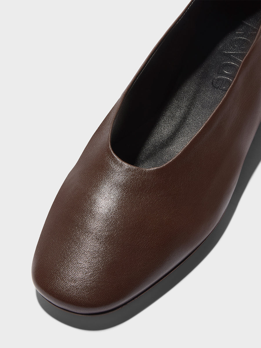 Aeyde | Kirsten Leather Flats for Women | Moka Nappa | Round Toe | Flat Heel | Luxury Materials | Handmade in Italy [x=50,y=85]