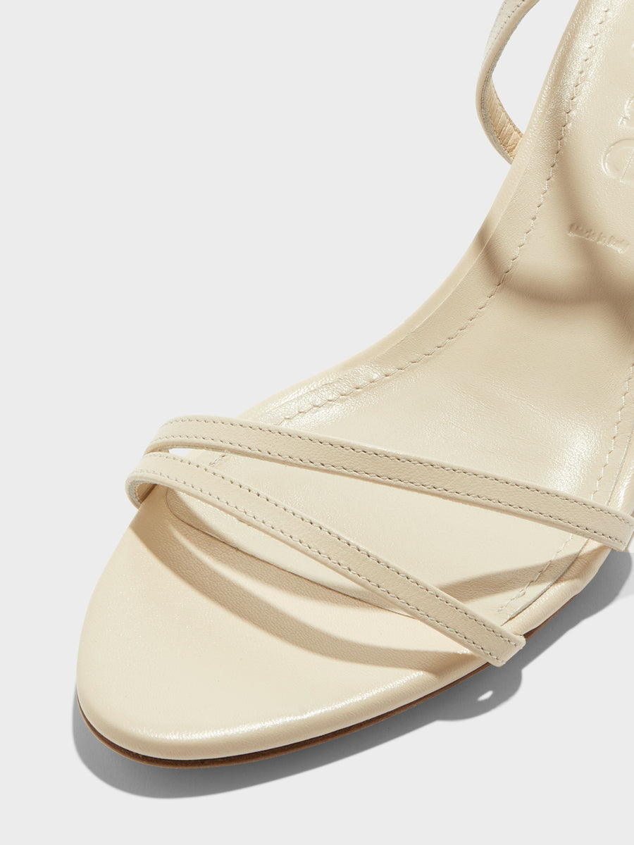 Aeyde | Maeve Leather Heeled Sandals for Women | Creamy Nappa | Round Toe | Mid Heel | Luxury Materials | Handmade in Italy