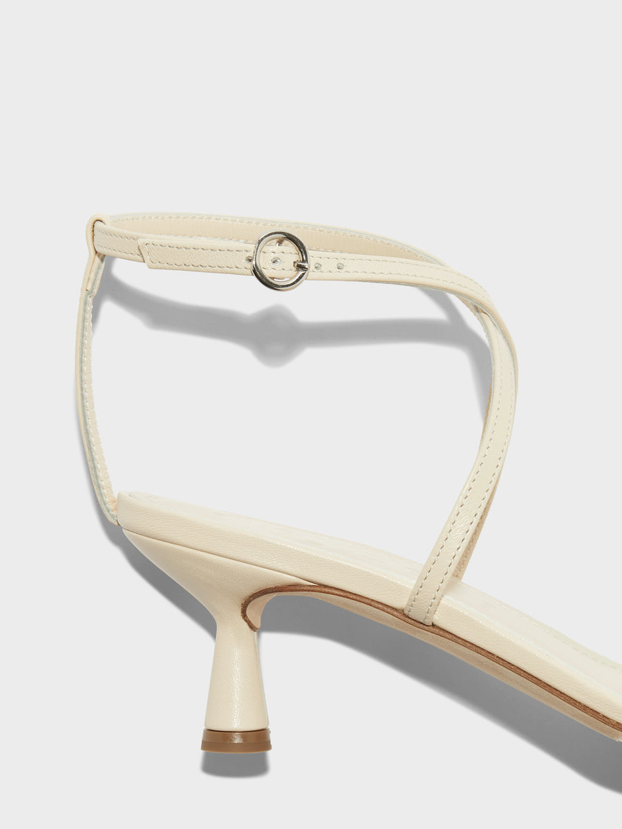 Aeyde | Maeve Leather Heeled Sandals for Women | Creamy Nappa | Round Toe | Mid Heel | Heel Details