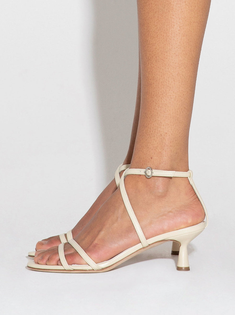 Aeyde | Maeve Leather Heeled Sandals for Women | Creamy Nappa | Round Toe | Mid Heel | How to Style