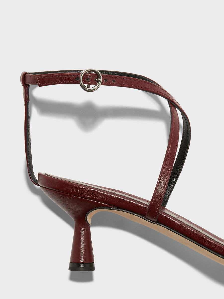 Aeyde | Maeve Leather Heeled Sandals for Women | Port Nappa | Round Toe | Mid Heel | Heel Details