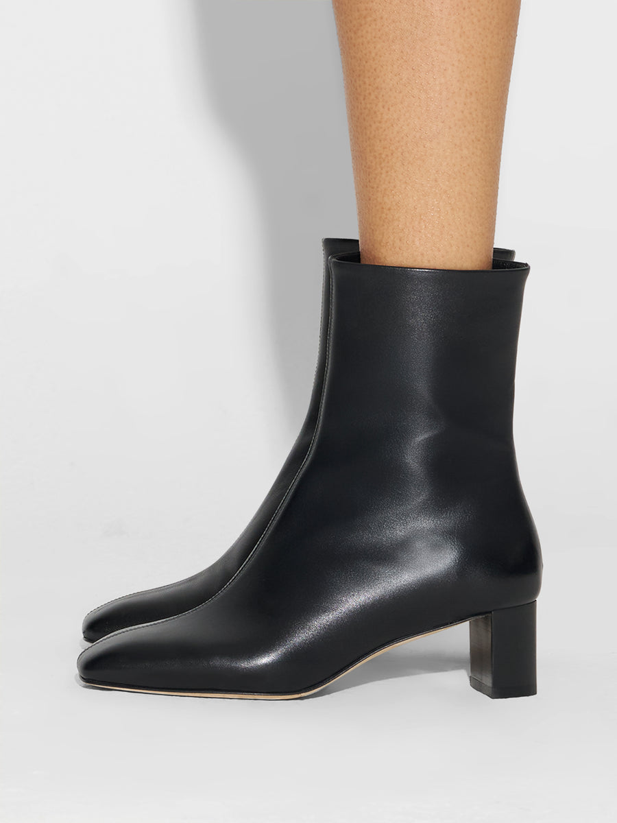 Aeyde | Millie Leather Ankle Boots for Women | Black Nappa | Square Toe | Low Heel | How to Style