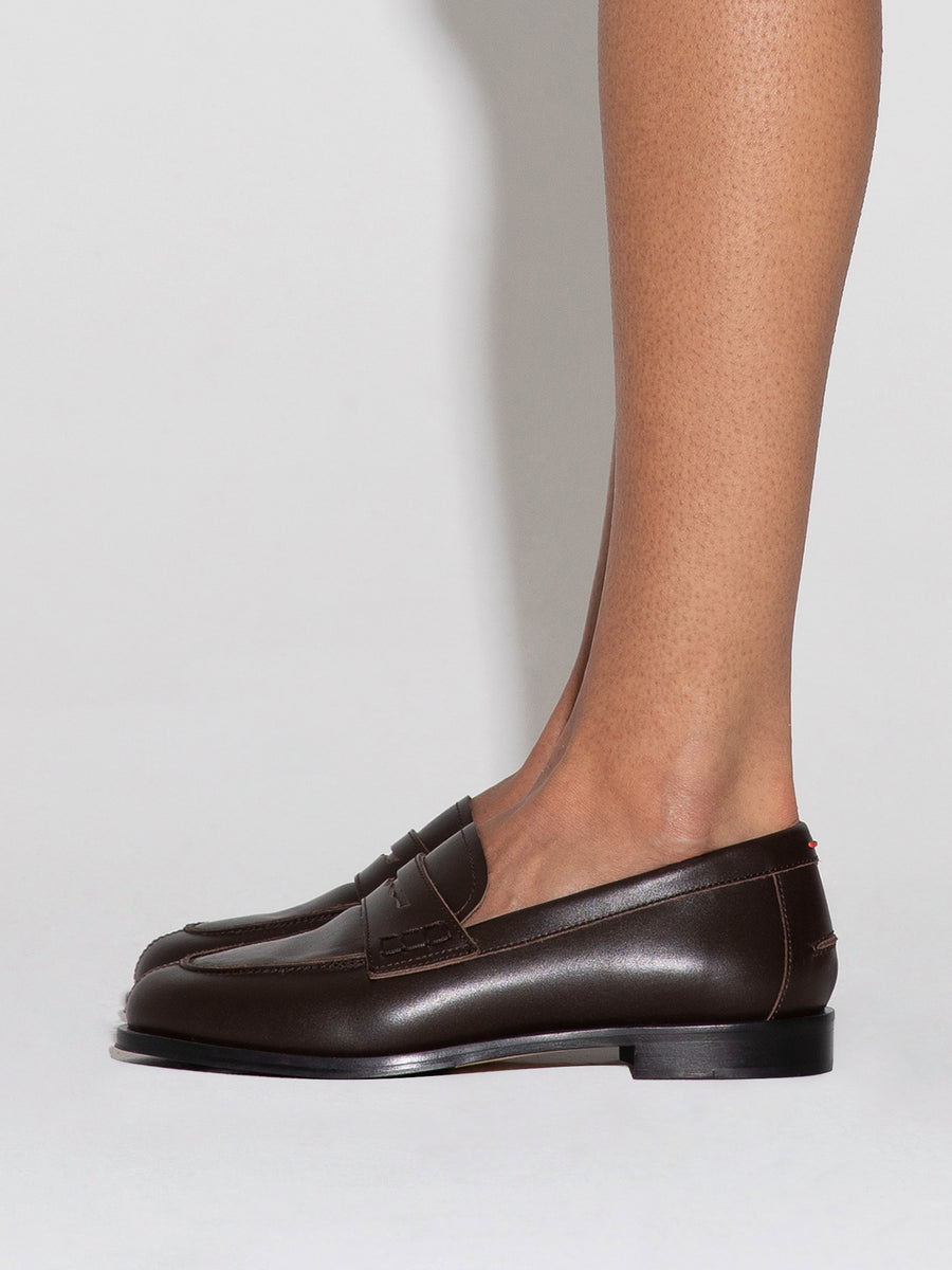 Aeyde | Oscar Leather Flats for Women | Moka Calf | Round Toe | Flat Heel | How to Style [x=50,y=85]